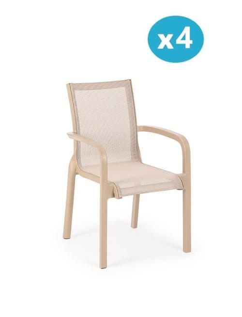 SY-2528 Plastik Fileli Bahçe Koltuk Sandalye 4'lü Set