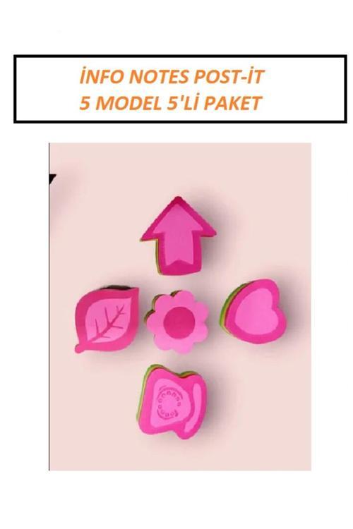 İnfo Notes Şekilli Yapışkanlı Kağıt Pos-İt 5X5 Cm 100 Lü 3 Renk