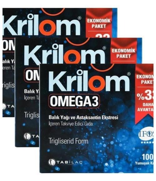 Tab Krilom Omega 3 Balık Yağı 100 Kapsül x 3 Adet