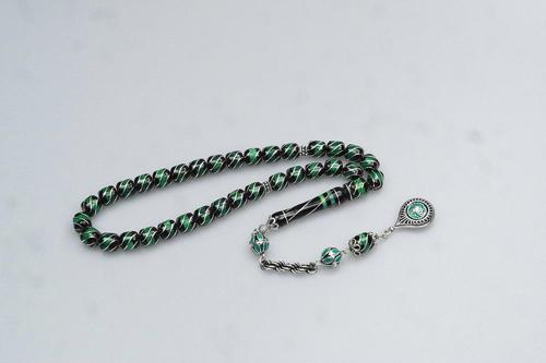 Oltu Taşı ve Galalith Çeşmi Bülbül İşlemeli Tespih