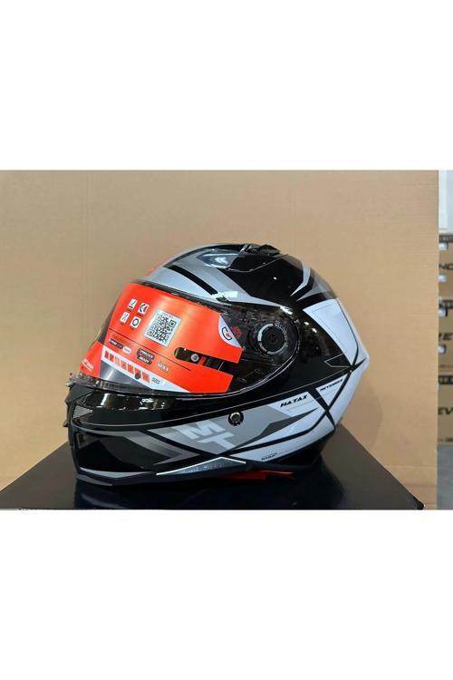 KASK MT REVENGE 2 S B2 HATAX PARLAK SİYAH/ GRİ/BEYAZ