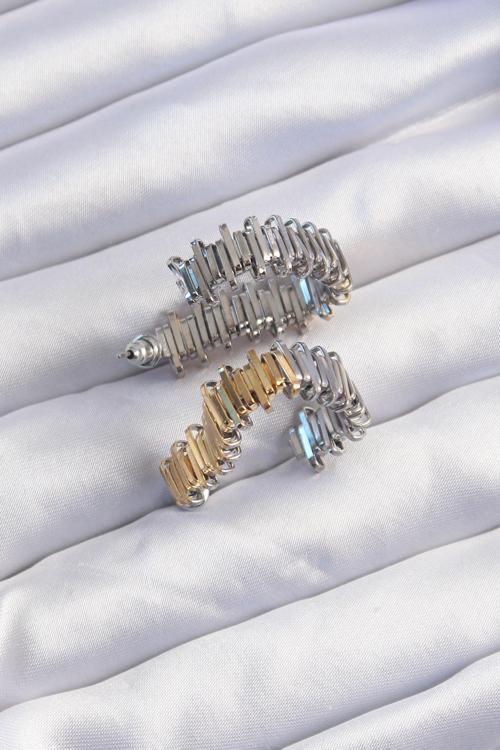 Zarif Kadın için Alaca Pirinç Tırtıklı Kalp Küpe