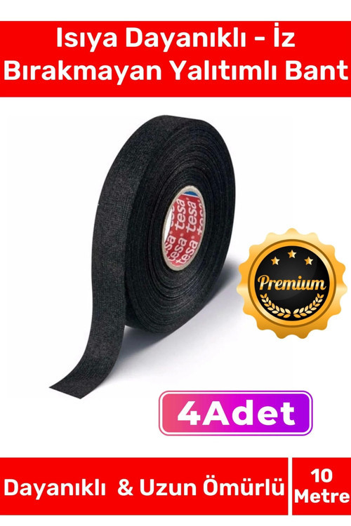 Deluxe Isıya Dayanıklı Aşınma Direnci Kalıntı Bırakmayan Alev Geciktirici 10mt Yalıtım Bant 4 Adet