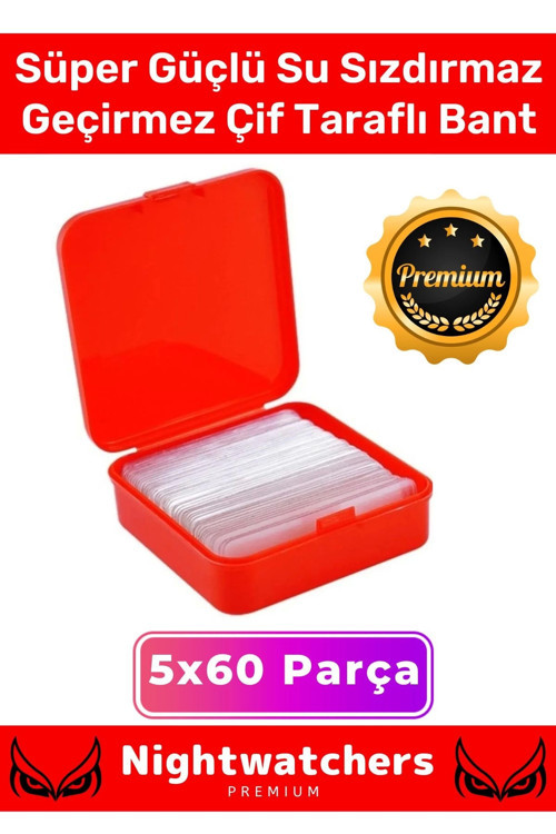 Deluxe Süper Güçlü Yapışkan Kolay Çıkarılabilir Çok Amaçlı 60 Parça Çift Taraflı Şeffaf Bant 5 Adet