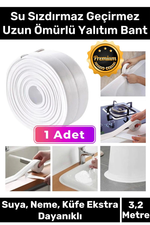 Deluxe Su Geçirmez Sızdırmaz Dayanıklı Lavabo Pvc Yağ Kenar Küf Önleyici 3.2m 1 Adet İzolasyon Bant