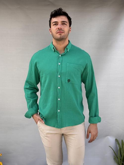 Cepli Keten Oversize Gömlek