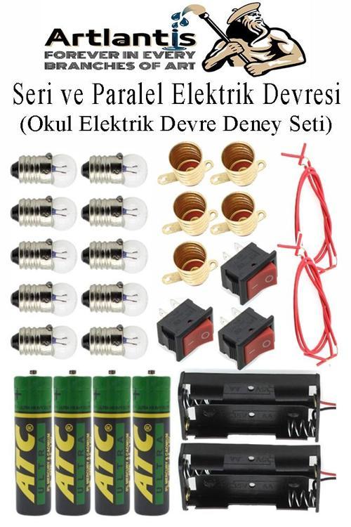 Seri ve Paralel Basit Elektrik Devresi 1 Paket Deney Seti Sarı Mini Duy 5 Adet Mini Ampul 10 Adet Anahtar İş Eğitimi Set