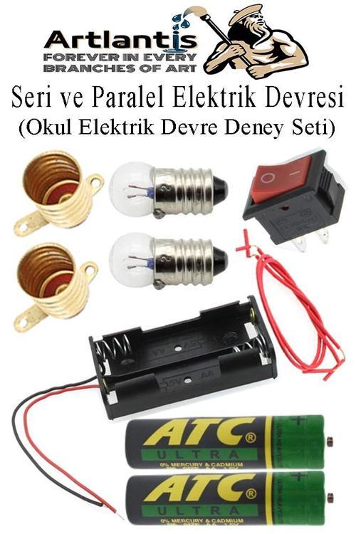Seri ve Paralel Basit Elektrik Devresi 1 Paket Deney Seti Sarı Mini Duy 2 Adet Mini Ampul 2 Adet Anahtar İş Eğitimi Seti