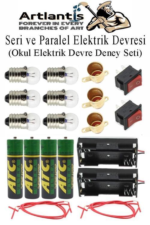 Seri ve Paralel Basit Elektrik Devresi 1 Paket Deney Seti Sarı Mini Duy 3 Adet Mini Ampul 6 Adet Anahtar İş Eğitimi Seti