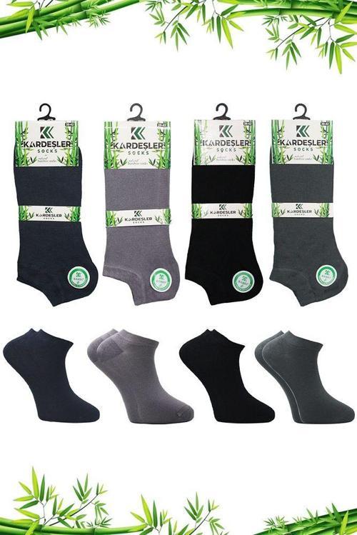 Bambu Erkek Patik Asorti Çok Renkli Çorap Dikişsiz 4'lü Paket