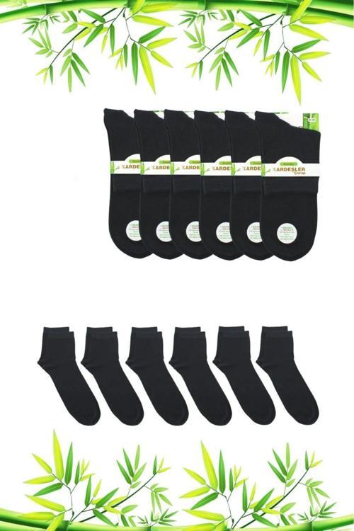 Bambu Erkek Yarım Konç Düz Füme Çorap Dikişsiz 6'lı Paket