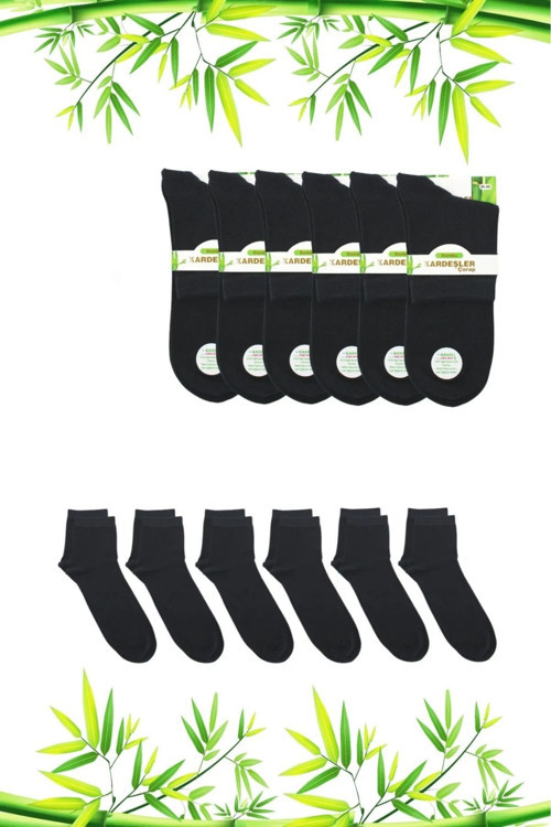 Bambu Erkek Yarım Konç Düz Füme Çorap Dikişsiz 6'lı Paket