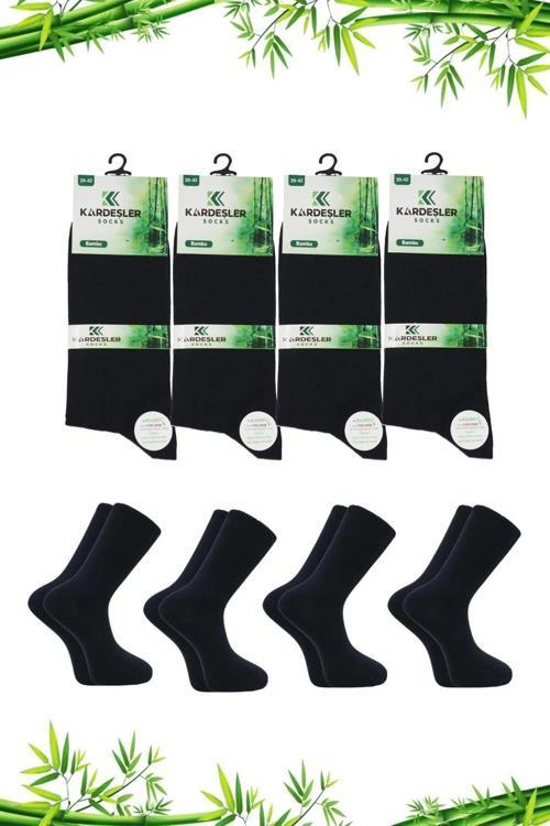 Bambu Erkek Soket Uzun Düz Lacivert Çorap Dikişsiz 4'lü Paket