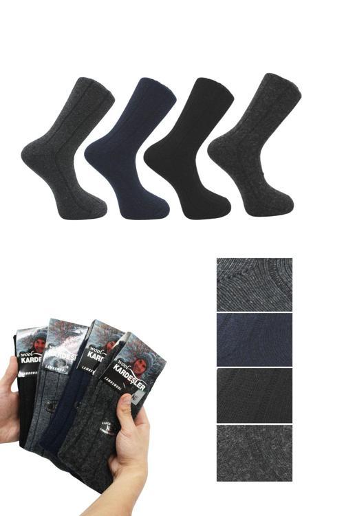 Erkek Lambswool Yün Kışlık Çok Renkli Soket Çorap 4'lü Paket