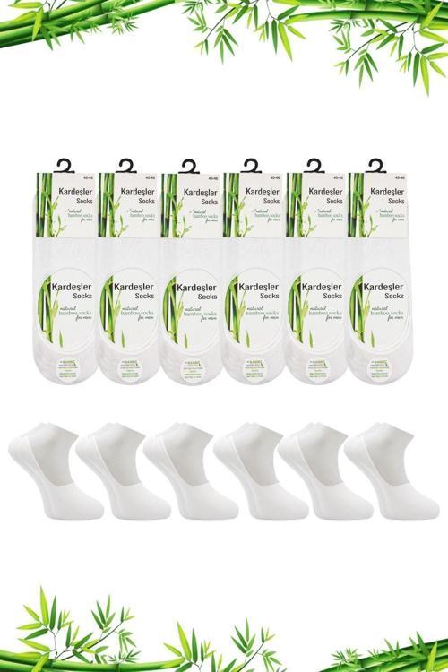 Bambu Erkek Babet Beyaz Çorap Dikişsiz Görünmez Kaydırmaz Topuk Silikonlu 6 Lı Paket