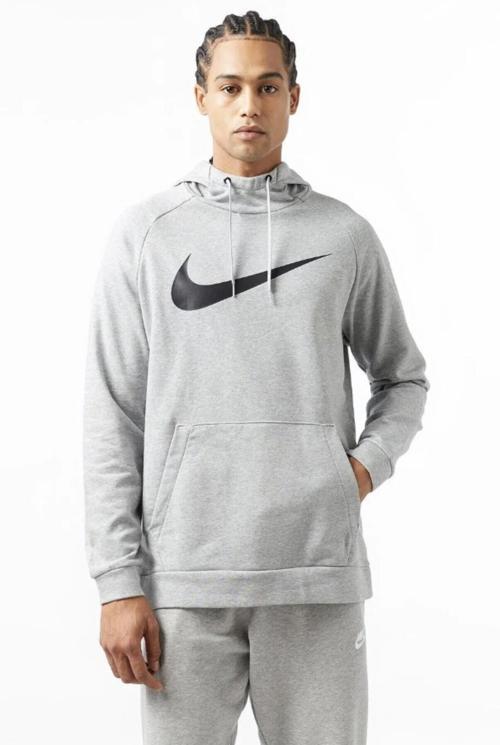 Swoosh Dri-Fit Erkek Gri Kapüşonlu Sweatshirt