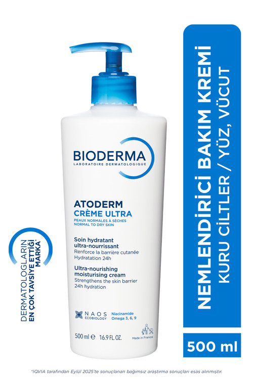 Atoderm Cream Ultra Kuru Ciltler Bebek, Çocuk, Yetişkin Nemlendirici Yüz, Vücut Bakım Kremi 500 ml