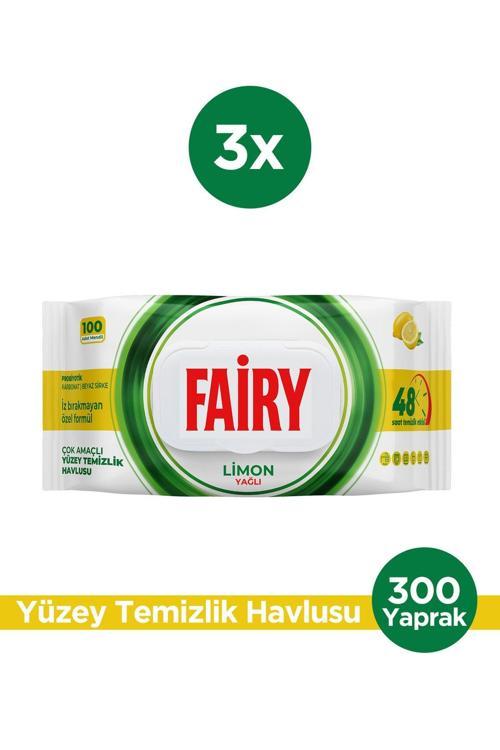 Çok Amaçlı Yüzey Temizleme Mendili 100 Yaprak 3 Adet | Limon Yağlı | Beyaz Sirke Karbonat