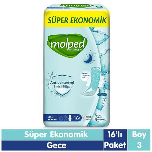Süper Ekonomik Antibakteriyel Ped Gece 16 Adet