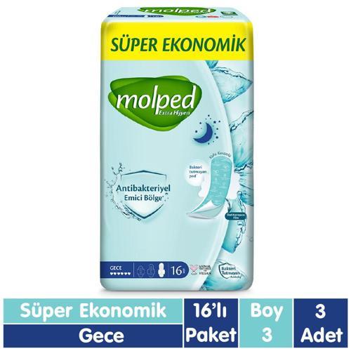 Süper Ekonomik Antibakteriyel Ped Gece 16x3 48 Adet