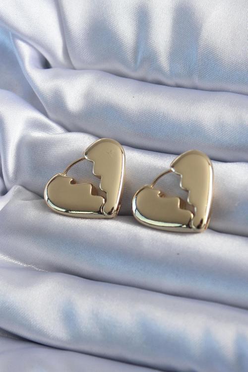 Zarif Kadın için Golden Pirinç Kırık Kalp Pirinç Küpe