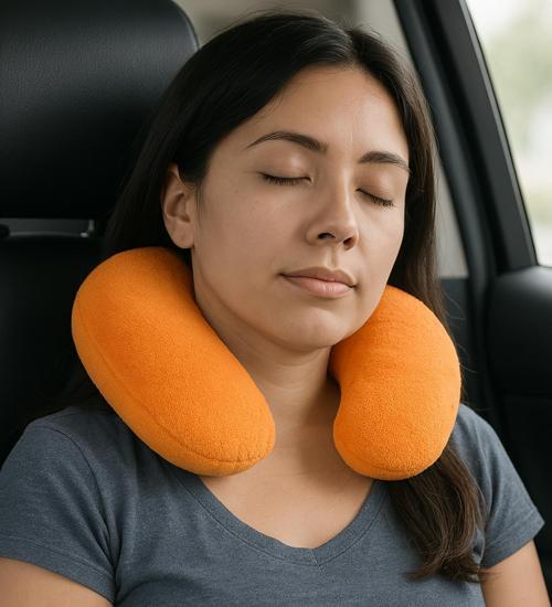 Peluş U Tipi Boyun Yastığı Yumuşak ve Ergonomik Seyahat Konforu Turuncu