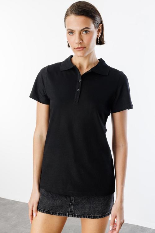 Kadın Basic Polo Yaka Tişört KADIN-POLOYAKA