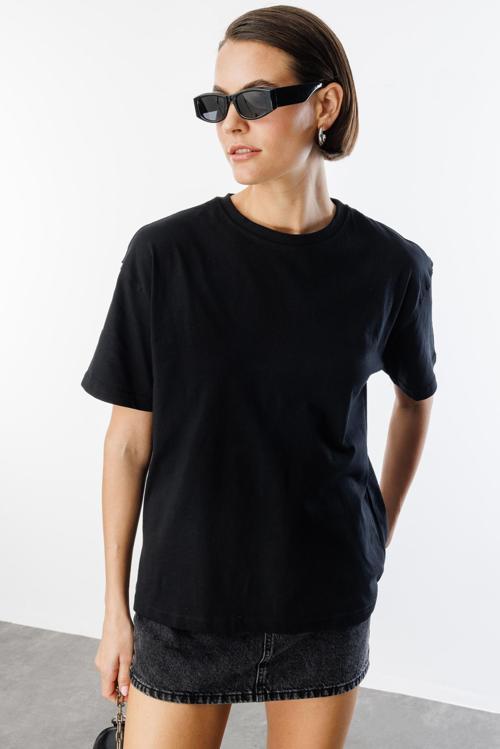 Kadın %100 Organik Pamuklu Kalın Dokulu Oversize Fit Yuvarlak Yakalı T-shirt KADIN-OVERSIZE-T-SHIRT
