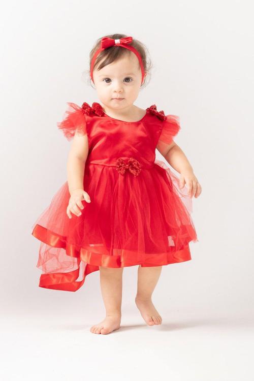 Kız Bebek Kırmızı Kına Elbisesi Mevlüt Elbisesi Kuyruklu Elbise