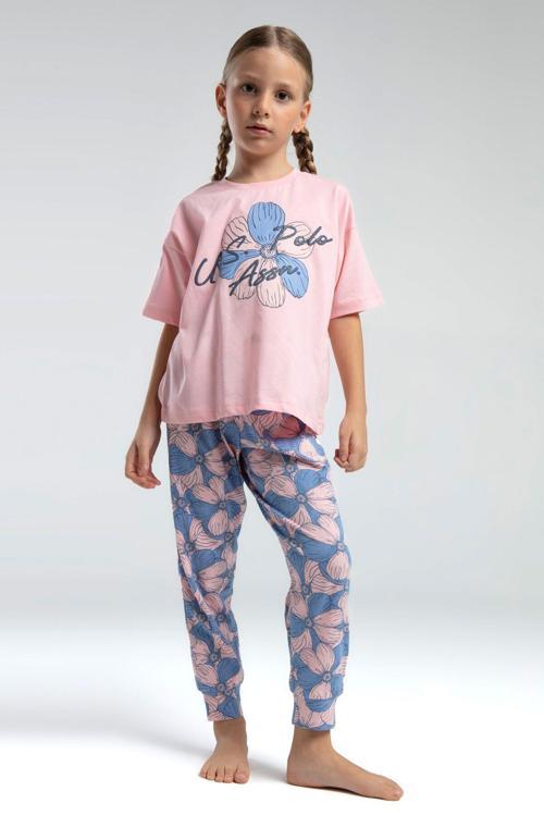 Kız Çocuk Turuncu Kısa Kol Pijama Takım
