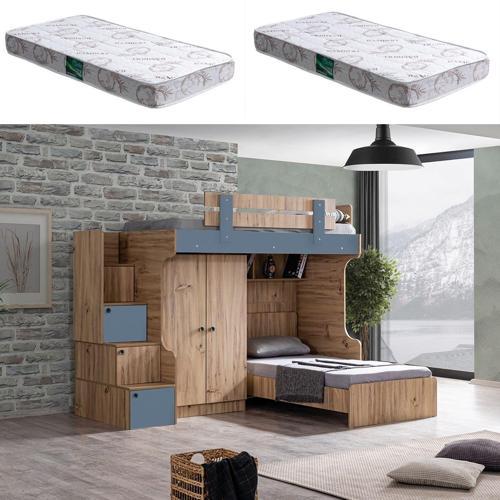 Ranza, Mocha Ranza Karyola 2 Kapaklı Dolap + 2 Adet Comfort Yatak