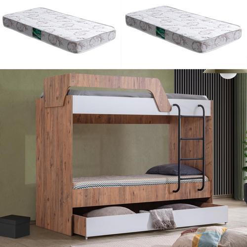 Ranza, Triple Yavrulu Metal Ayaklı Ranza + 2 Comfort Yatak