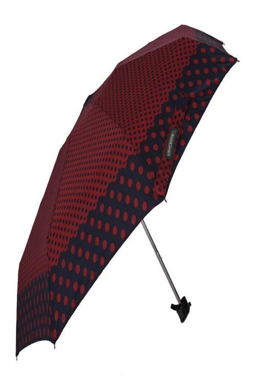 Kadın Şemsiye Micro Mini Bordo Puantiyeli Siyah 03L