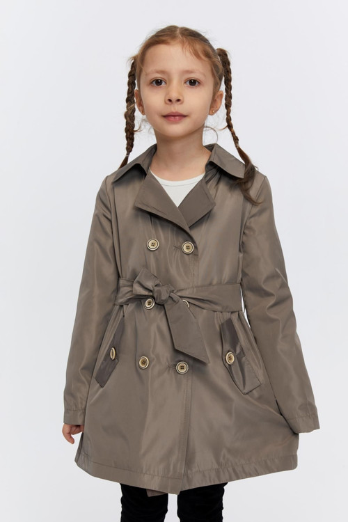 Belden Bağlamalı Kız Çocuk Trençkot 51316