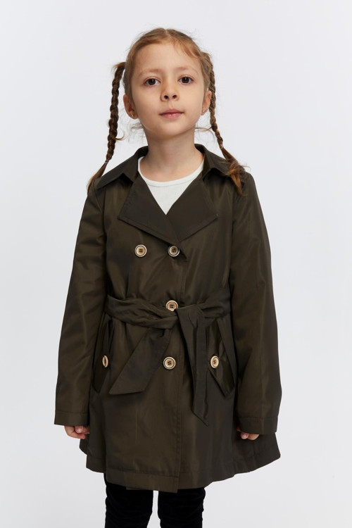 Belden Bağlamalı Kız Çocuk Trençkot 51316