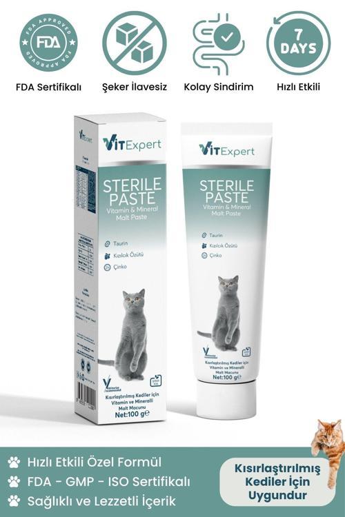 Sterile,Paste,Kısırlaştırılmış,Kediler,Için,Multi,Vitamin,Ve,Mineralli,Kısır,Kedi,Malt,Macun,100,Gr