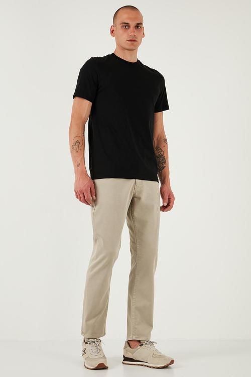 Streç Pamuklu Comfort Fit Yüksek Bel Boru Paça Jeans Erkek Kot Pantolon 4400S65TEXAS BEJ