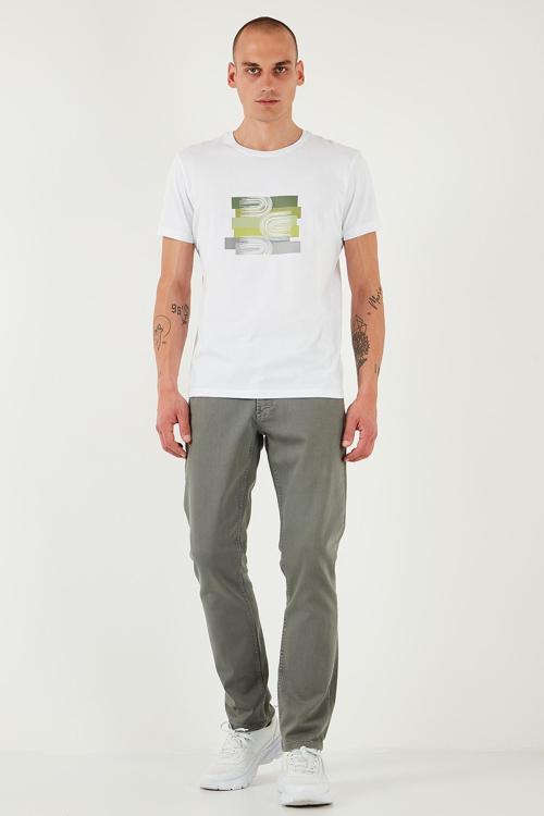 Pamuklu Regular Fit Normal Bel Boru Paça Jeans Erkek Kot Pantolon 2210S64PARMA AÇIK HAKİ