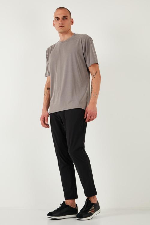 Slim Fit Lastikli Bel Boru Paça Kemer Detaylı Pantolon Erkek Kot Pantolon 5543S86JMILANO SİYAH