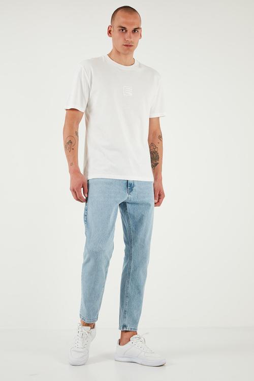 Streç Pamuklu Slim Fit Normal Bel Boru Paça Jeans Erkek Kot Pantolon 5900S601MILANO AÇIK MAVİ