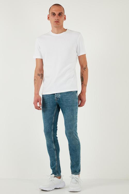 Streç Pamuklu Slim Fit Normal Bel Dar Paça Jeans Erkek Kot Pantolon 1124S52NAPOLI YEŞİL