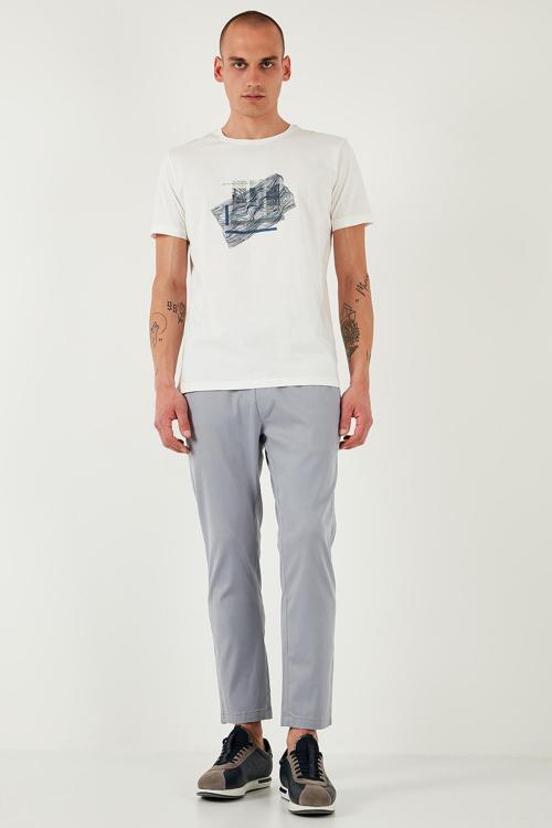Pamuklu Slim Fit Lastikli Bel Boru Paça Erkek Pantolon 5545S87JMILANO AÇIK GRİ