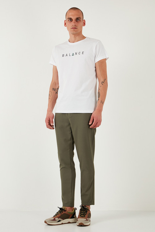 Streç Regular Fit Normal Bel Düz Paça Jogger Erkek Pantolon CF25617953 HAKİ