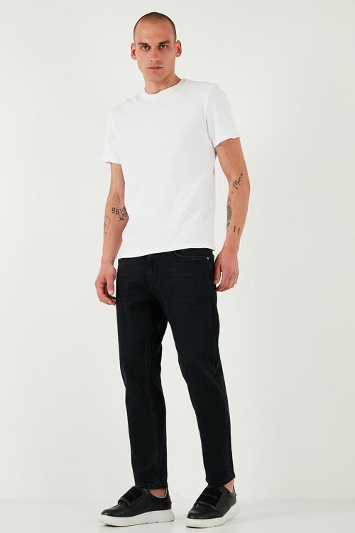Streç Pamuklu Slim Fit Normal Bel Boru Paça Jeans Erkek Kot Pantolon 5900S50MILANO SİYAH
