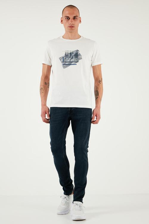 Streç Pamuklu Slim Fit Normal Bel Dar Paça Jeans Erkek Kot Pantolon 1124S80NAPOLI LACİVERT