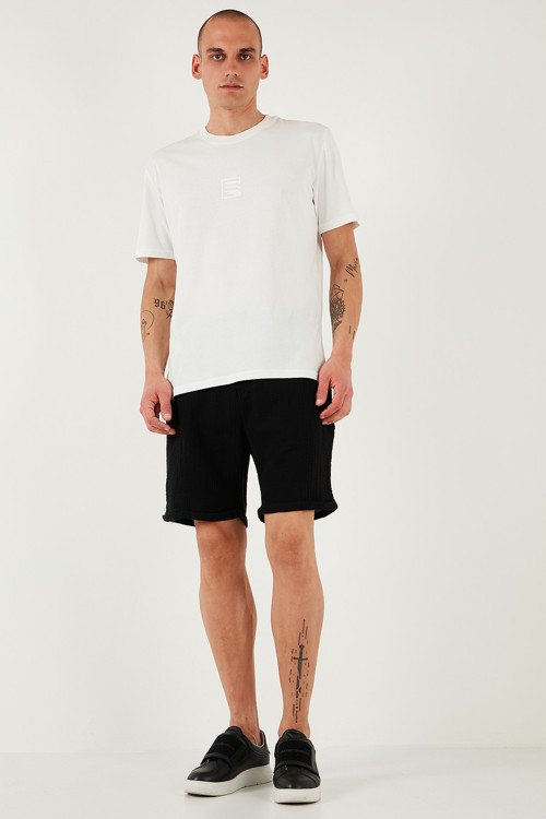 % 100 Pamuk Regular Fit Normal Bel Müslin Erkek Short CF25S657802 SİYAH