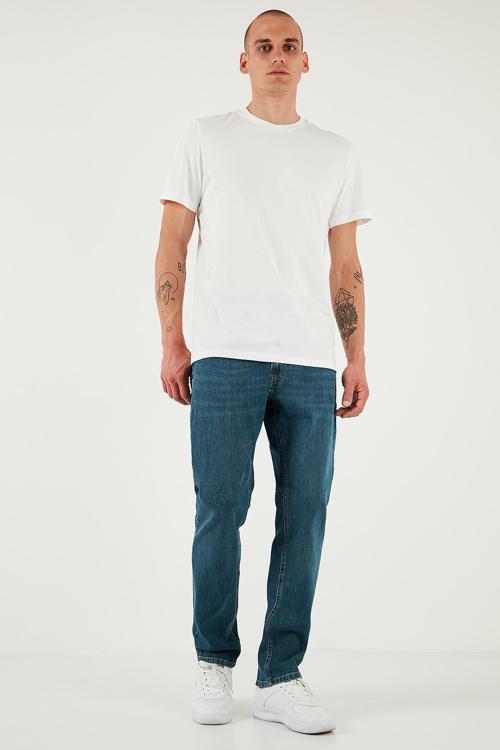Streç Pamuklu Regular Fit Normal Bel Boru Paça Jeans Erkek Kot Pantolon 2210S56PARMA YEŞİL