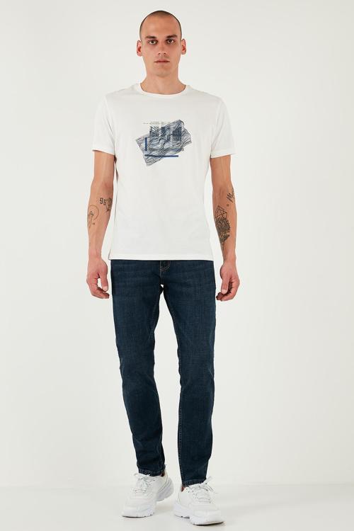 Pamuklu Slim Fit Yüksek Bel Dar Paça Jeans Erkek Kot Pantolon 3300S82TOKYO LACİVERT