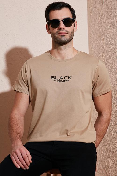 Pamuklu Slim Fit Bisiklet Yaka Erkek T Shirt 541FOLLOW VİZON