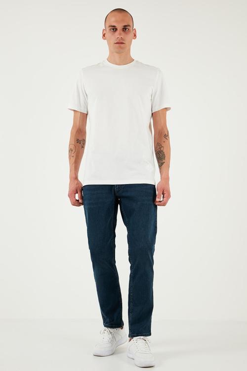 Pamuklu Regular Fit Normal Bel Boru Paça Jeans Erkek Kot Pantolon 2211S75PARMA LACİVERT